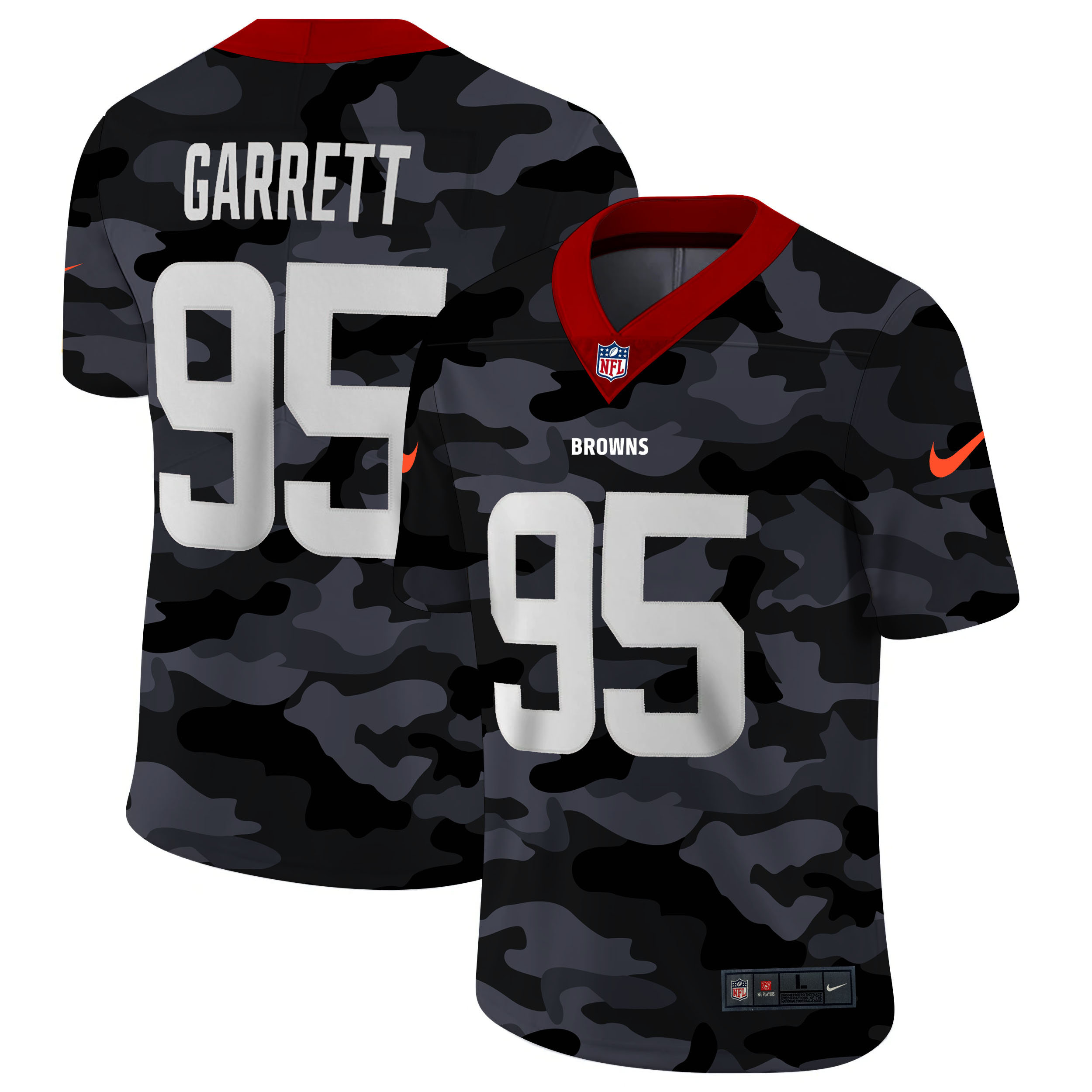 Cleveland Browns #95 Myles Garrett Men's 2020 Black CAMO Vapor Untouchable Limited Stitched Jersey