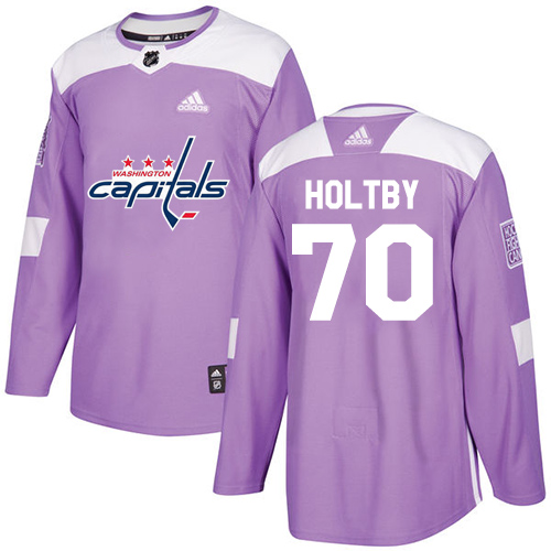 Adidas Washington Capitals #70 Braden Holtby Purple Authentic Fights Cancer Stitched Jersey Men's