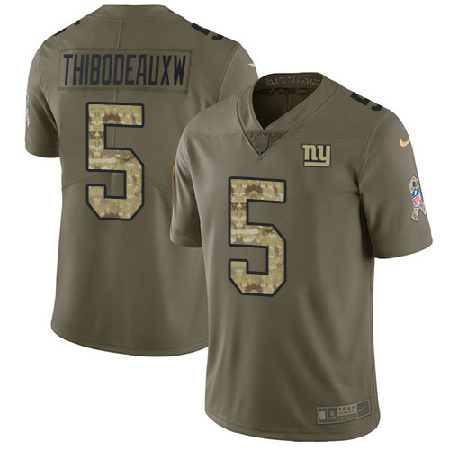 Giants #5 Kayvon Thibodeaux Olive/Camo Youth Stitched Limited 2017 Salute To Service Jersey