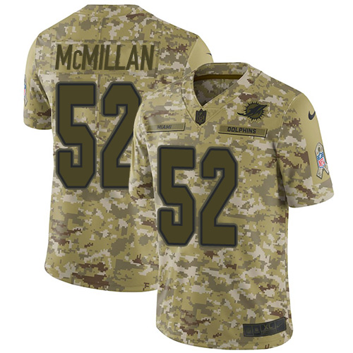 Miami Dolphins #52 Raekwon McMillan Camo Youth Stitched Limited 2018 Salute to Service Jersey Youth