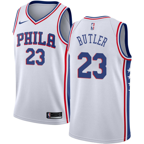 Philadelphia 76ers #23 Jimmy Butler White Womens Swingman Association Edition Jersey Womens