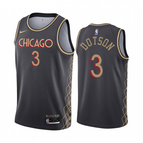 Chicago Bulls #3 Devon Dotson Black Swingman 2020-21 City Edition Jersey Mens