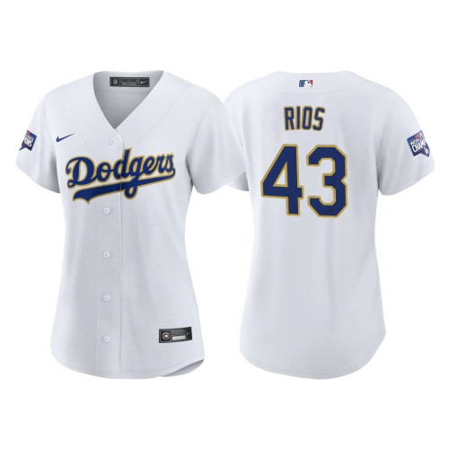 Los Angeles Los Angeles Dodgers #43 Edwin Rios Women's 2021 Gold Program World Series Champions Jersey Whtie Womens