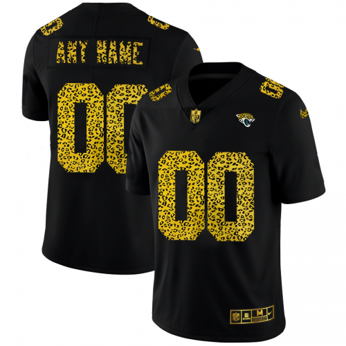 Jacksonville Jaguars Custom Men's Leopard Print Fashion Vapor Limited Jersey Black