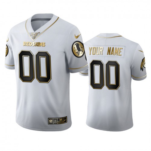 Washington Commanders Custom Men's White Golden Edition Vapor Limited 100 Jersey
