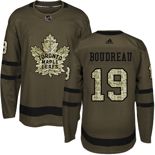 Adidas Maple Toronto Maple Leafs #19 Bruce Boudreau Green Salute to Service Stitched Jersey Men's
