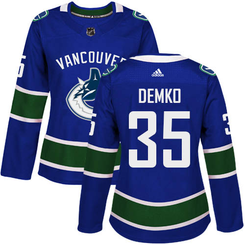 Adidas Vancouver Canucks #35 Thatcher Demko Blue Home Authentic Women's Stitched Jersey Womens