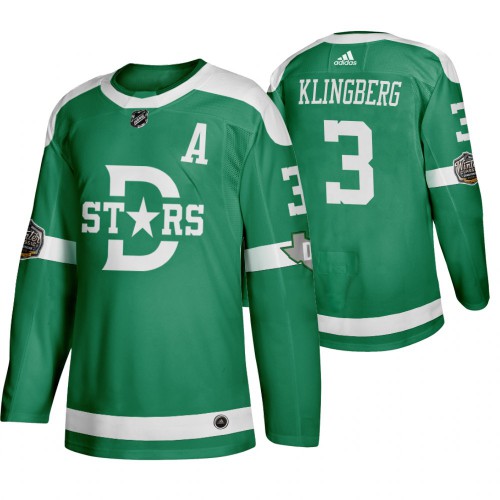 Adidas Dallas Dallas Stars #3 John Klingberg Men's Green 2020 Winter Classic Retro Jersey Men's