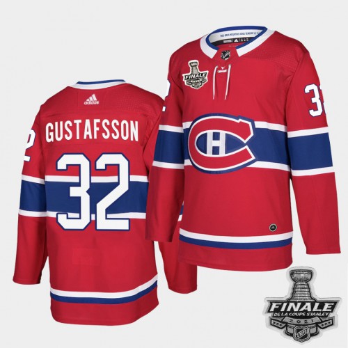 Adidas Montreal Canadiens #32 Erik Gustafsson Red Home Authentic 2021 Stanley Cup Final Patch Jersey Men's