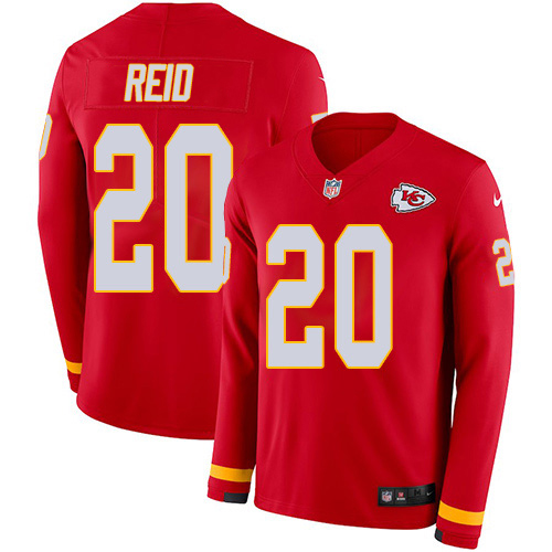 Kansas City Chiefs #20 Justin Reid Red Team Color Men's Stitched Limited Therma Long Sleeve Jersey Men's