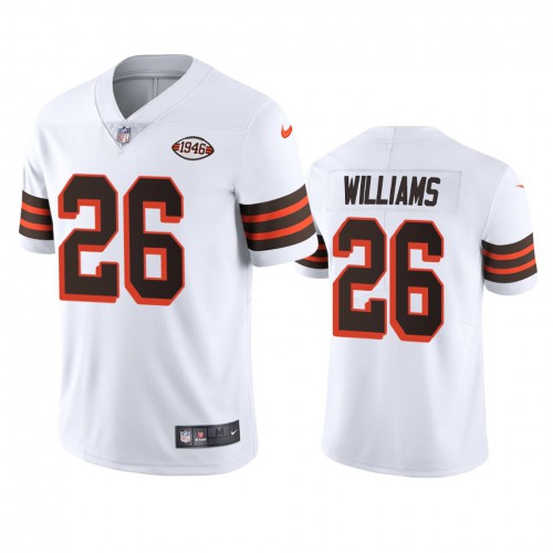 Cleveland Cleveland Browns #26 Greedy Williams 1946 Collection Alternate Vapor Limited Jersey - White Men's
