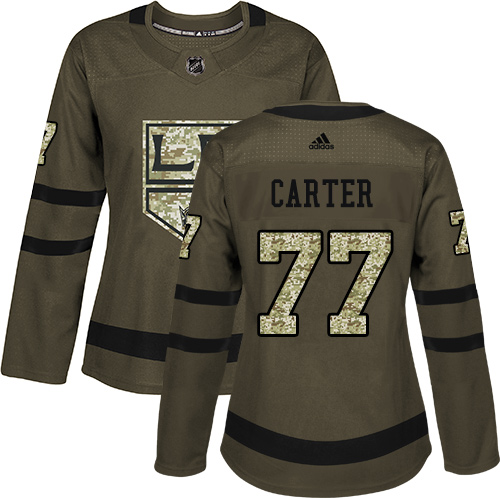 Adidas Los Angeles Kings #77 Jeff Carter Green Salute to Service Women's Stitched Jersey Womens