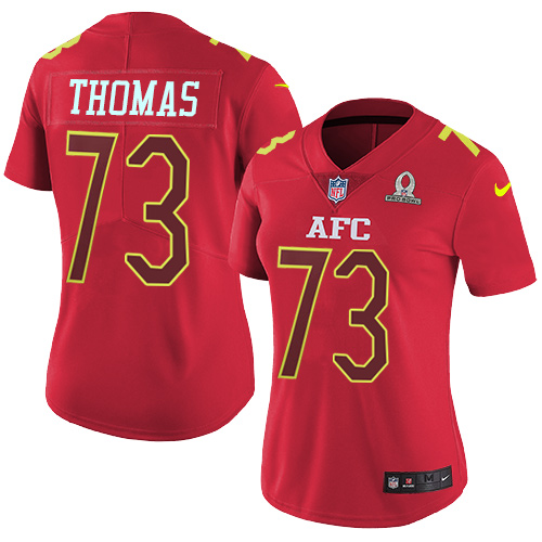 Browns #73 Joe Thomas Red Women's Stitched Limited AFC 2017 Pro Bowl Jersey
