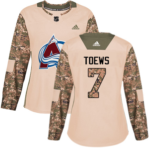 Adidas Colorado Avalanche #7 Devon Toews Camo Women's Authentic 2017 Veterans Day Stitched Jersey Womens