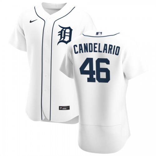 Detroit Detroit Tigers #46 Jeimer Candelario Men's White Home 2020 Authentic Player Jersey Men's