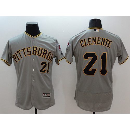 Pittsburgh Pirates #21 Roberto Clemente Grey Flexbase Authentic Collection Stitched Jersey Men's