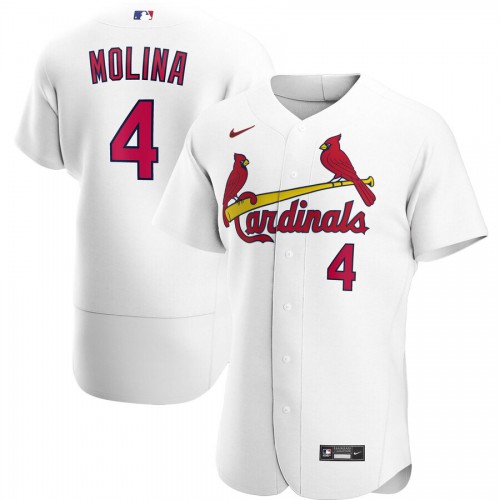 St. Louis St.Louis Cardinals #4 Yadier Molina Men's White Home 2020 Authentic Player Jersey Men's