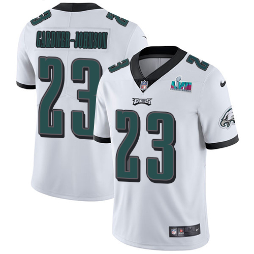 Eagles #23 C.J. Gardner-Johnson White Super Bowl LVII Patch Men's Stitched Vapor Untouchable Limited Jersey