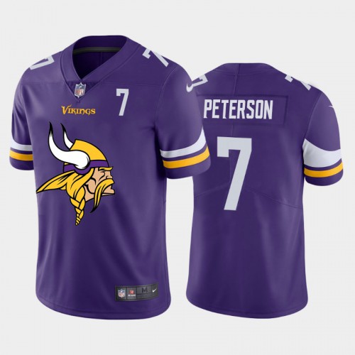 Minnesota Minnesota Vikings #7 Patrick Peterson Purple Men's Big Team Logo Player Vapor Limited Jersey Men's