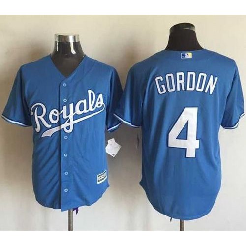 Kansas City Royals #4 Alex Gordon Light Blue Alternate 1 New Cool Base Stitched Jersey Men's