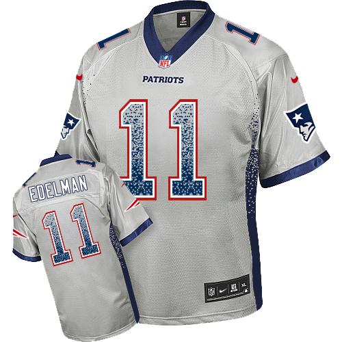 Patriots #11 Julian Edelman Grey Youth Stitched Elite Drift Fashion Jersey