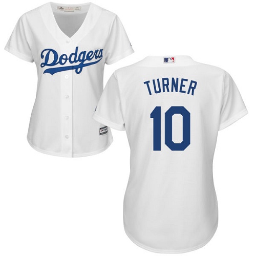 Los Angeles Dodgers #10 Justin Turner White Home Women's Stitched Jersey Womens