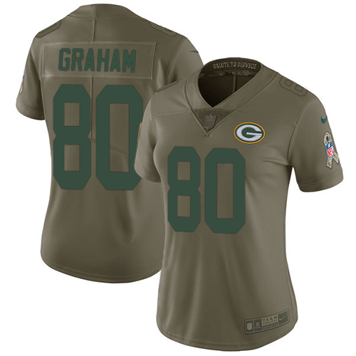 Green Bay Packers #80 Jimmy Graham Olive Women's Stitched Limited 2017 Salute to Service Jersey Womens