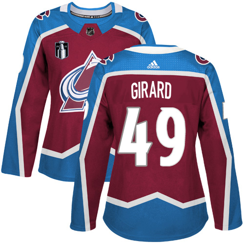Adidas Colorado Avalanche #49 Samuel Girard Burgundy Women's 2022 Stanley Cup Final Patch Home Authentic Stitched Jersey Womens