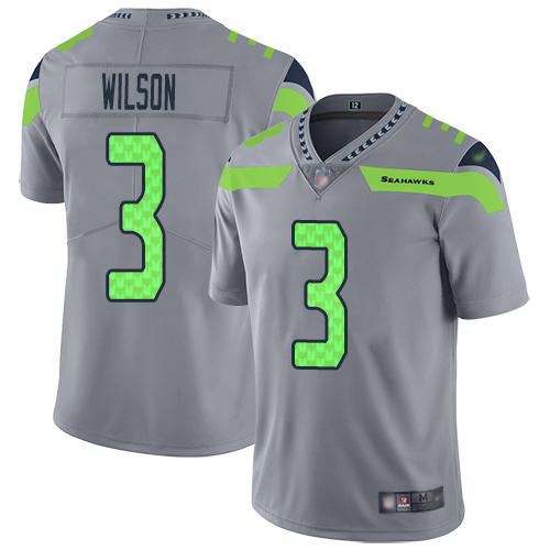 Seattle Seahawks #3 Russell Wilson Gray Men's Stitched Limited Inverted Legend Jersey Men's