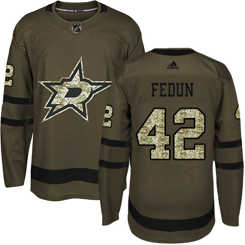 Adidas Dallas Stars #42 Taylor Fedun Green Salute to Service Youth Stitched Jersey Youth