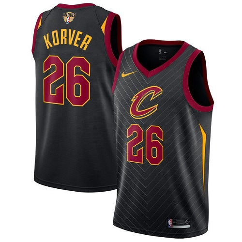 Cleveland Cavaliers #26 Kyle Korver Black The Finals Patch Swingman Statement Edition Jersey Mens