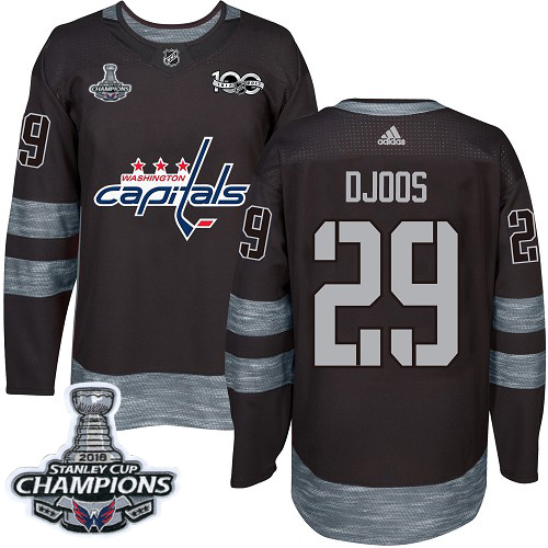 Adidas Washington Capitals #29 Christian Djoos Black 1917-2017 100th Anniversary Stanley Cup Final Champions Stitched Jersey Men's