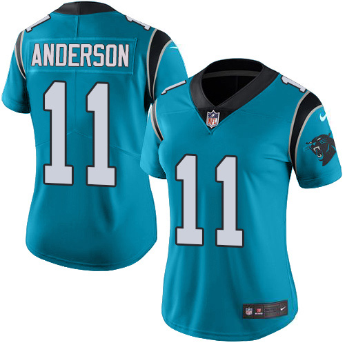 Carolina Panthers #11 Robby Anderson Blue Alternate Women's Stitched Vapor Untouchable Limited Jersey Womens