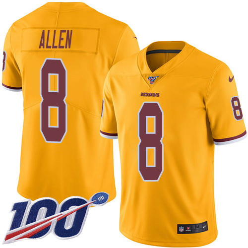 Washington Commanders #8 Kyle Allen Gold Youth Stitched Limited Rush 100th Season Jersey Youth