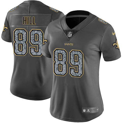 New Orleans Saints #89 Josh Hill Gray Static Women's Stitched Vapor Untouchable Limited Jersey Womens
