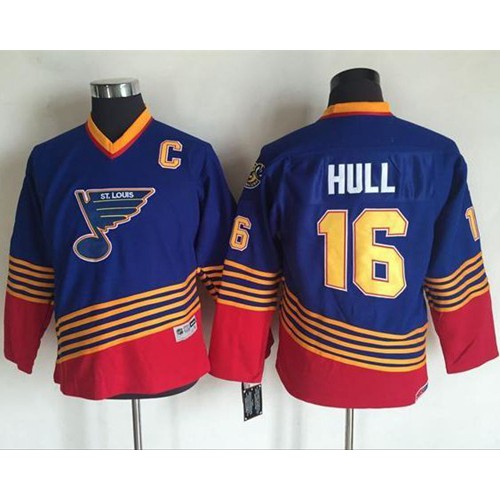 St. Louis Blues #16 Brett Hull Light Blue/Red CCM Throwback Stitched Youth Jersey Youth