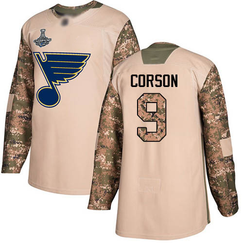 Adidas St. Louis Blues #9 Shayne Corson Camo Authentic 2017 Veterans Day Stanley Cup Champions Stitched Jersey Men's