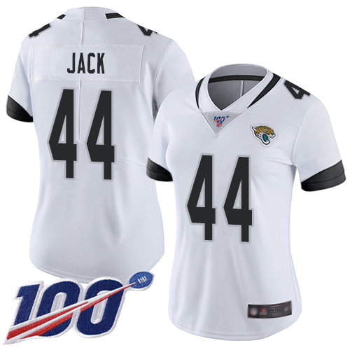 Jacksonville Jaguars #44 Myles Jack White Women's Stitched 100th Season Vapor Limited Jersey Womens