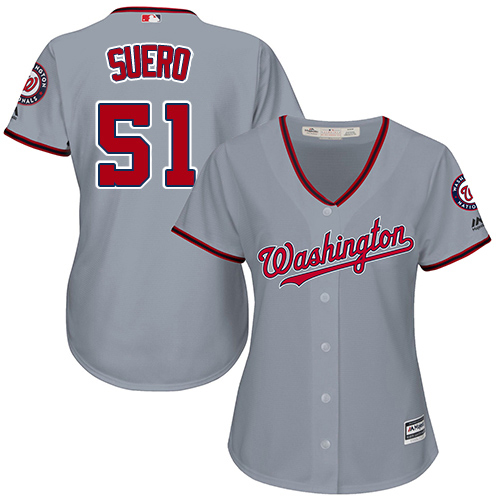 Washington Nationals #51 Wander Suero Grey Road Women's Stitched Jersey Womens