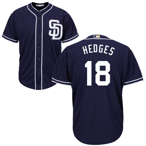 San Diego Padres #18 Austin Hedges Navy Blue New Cool Base Stitched Jersey Men's