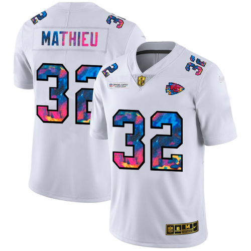 Kansas City Kansas City Chiefs #32 Tyrann Mathieu Men's White Multi-Color 2020 Crucial Catch Limited Jersey Men's