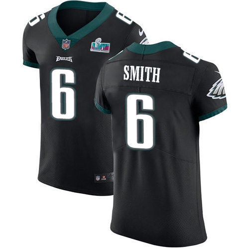 Eagles #6 DeVonta Smith Black Super Bowl LVII Patch Alternate Men's Stitched Vapor Untouchable Elite Jersey