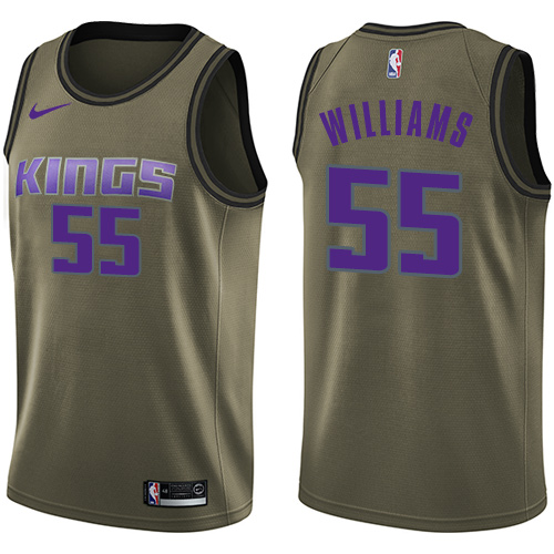 Sacramento Kings #55 Jason Williams Green Salute to Service Youth Swingman Jersey Youth