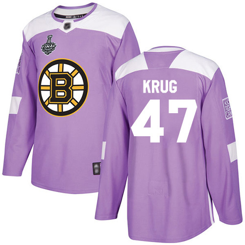 Adidas Boston Bruins #47 Torey Krug Purple Authentic Fights Cancer Stanley Cup Final Bound Stitched Jersey Men's