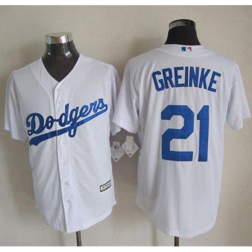 Los Angeles Dodgers #21 Zack Greinke White New Cool Base Stitched Jersey Men's