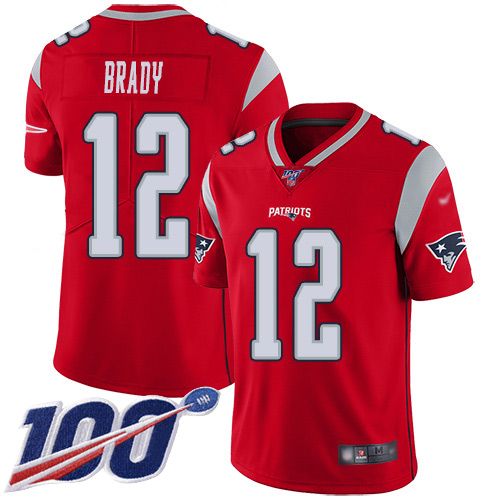 Patriots #12 Tom Brady Red Youth Stitched Limited Inverted Legend 100th Season Jersey