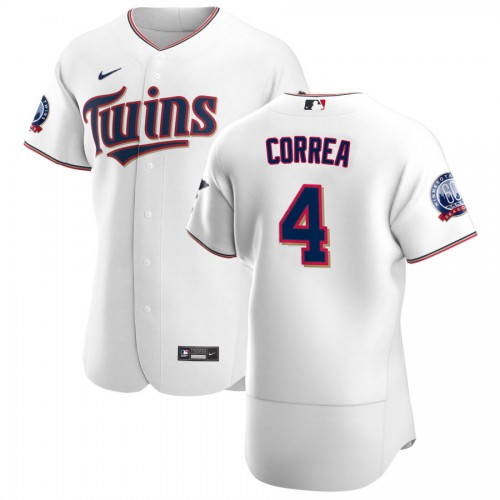 Minnesota Minnesota Twins #4 Carlos Correa Men's White Home 2020 60th Season Authentic Team Jersey Men's