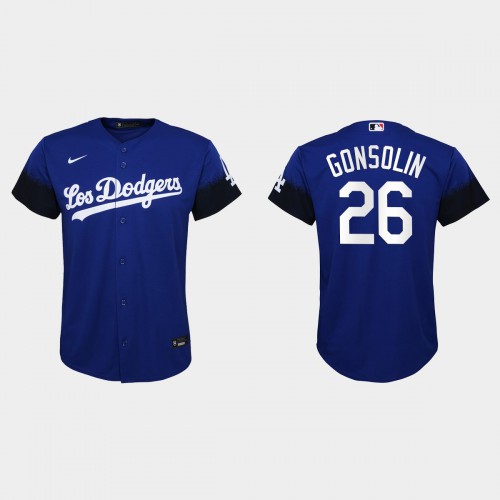 Los Angeles Los Angeles Dodgers #26 Tony Gonsolin Youth 2021 City Connect Jersey Royal Youth
