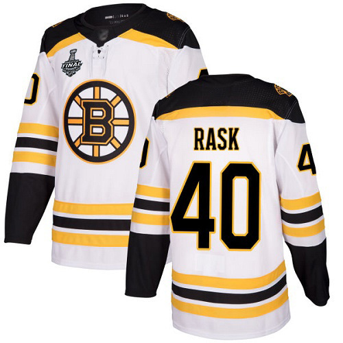 Adidas Boston Bruins #40 Tuukka Rask White Road Authentic Stanley Cup Final Bound Stitched Jersey Men's