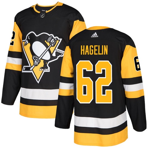 Adidas Pittsburgh Penguins #62 Carl Hagelin Black Home Authentic Stitched Jersey Men's